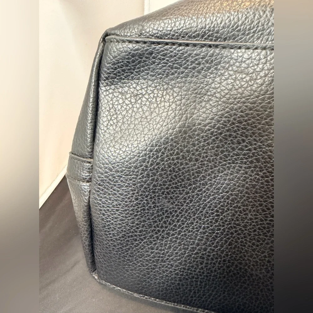 Steve Madden Black Pebbled Faux Leather Tote Bag | Everyday Carryall - Picture 6 of 14